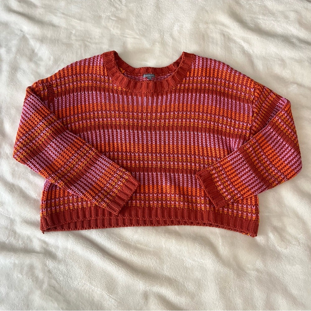 Charlotte Russe Sz L Cropped Sweater Orange Purple